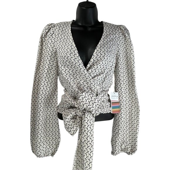 BILLABONG SINCERELY JULES Wrapped In Love Top Sz M White Puff Sleeve Linen Rayon - Picture 3 of 14